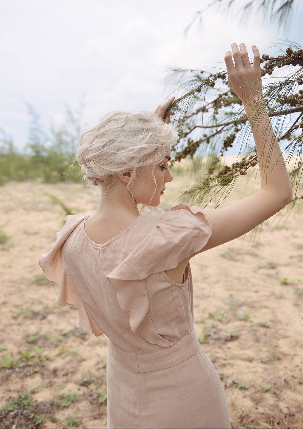 Maxi Linen Dress - Women Organic Cotton Dress - Beach Resort Dress
