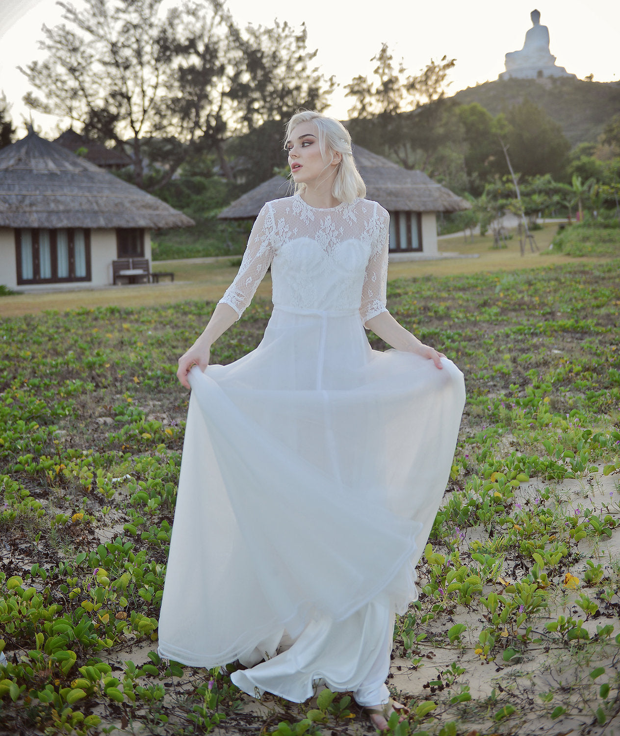 Lace A-Line Wedding Dress - Lace Bridal Gown - Simple Wedding Dress