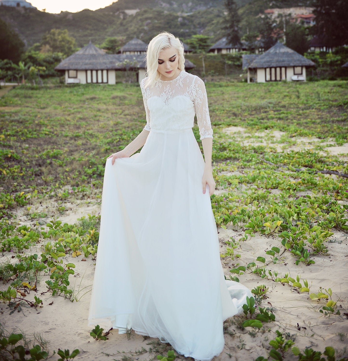 Lace A-Line Wedding Dress - Lace Bridal Gown - Simple Wedding Dress