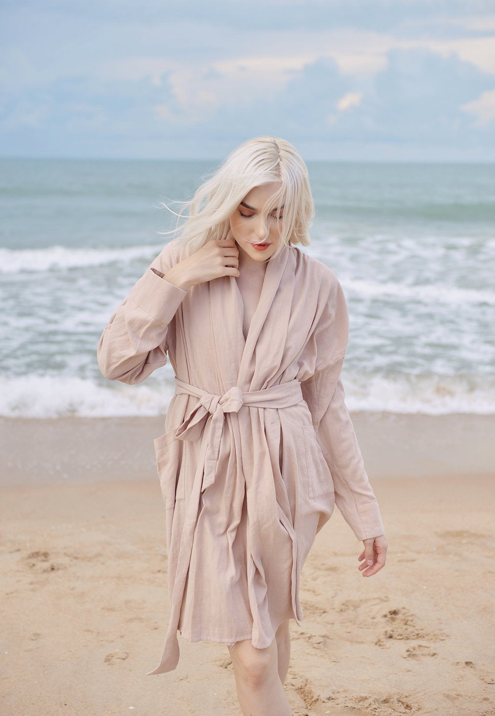 Cotton Robe Women - Women Linen Robe - Organic Cotton Robe