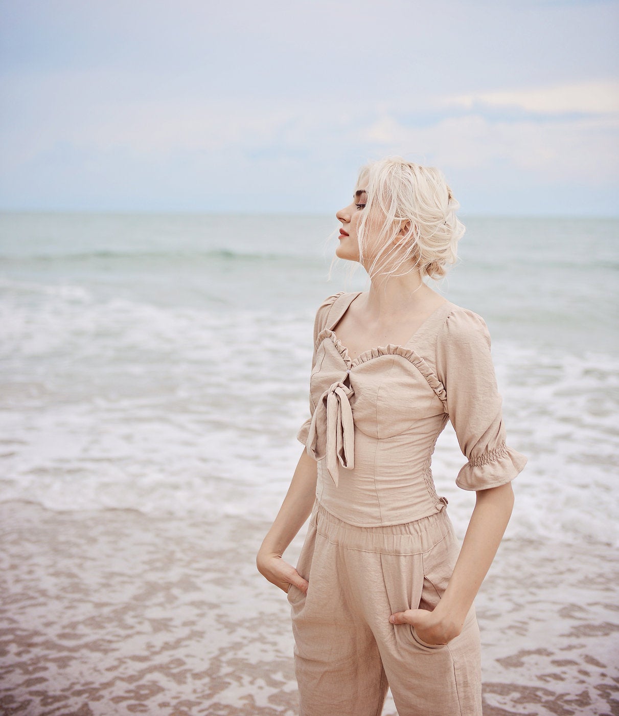 Linen Summer Top - Women Linen Top - Linen Cotton Top - Natural Fabric