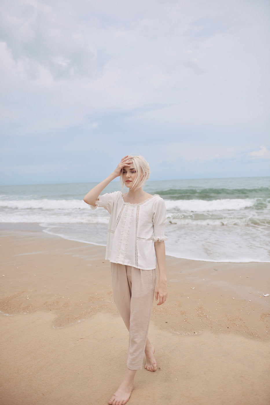Women Top Blouse -  Cotton Top for Women - Linen Loose Blouse - Cotton Summer Top