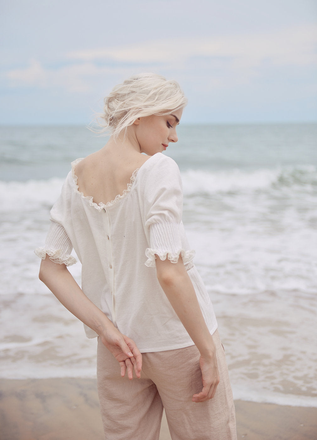 Women Linen Blouse -  Cotton Top for Women - Linen Loose Blouse - Cotton Summer Top