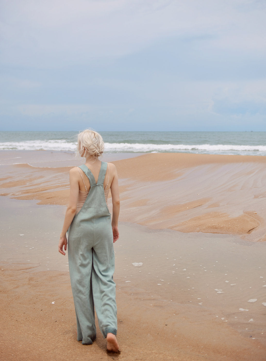 Cotton Linen Overalls with Pockets - Women Linen Jumpsuit - Linen Clothing
