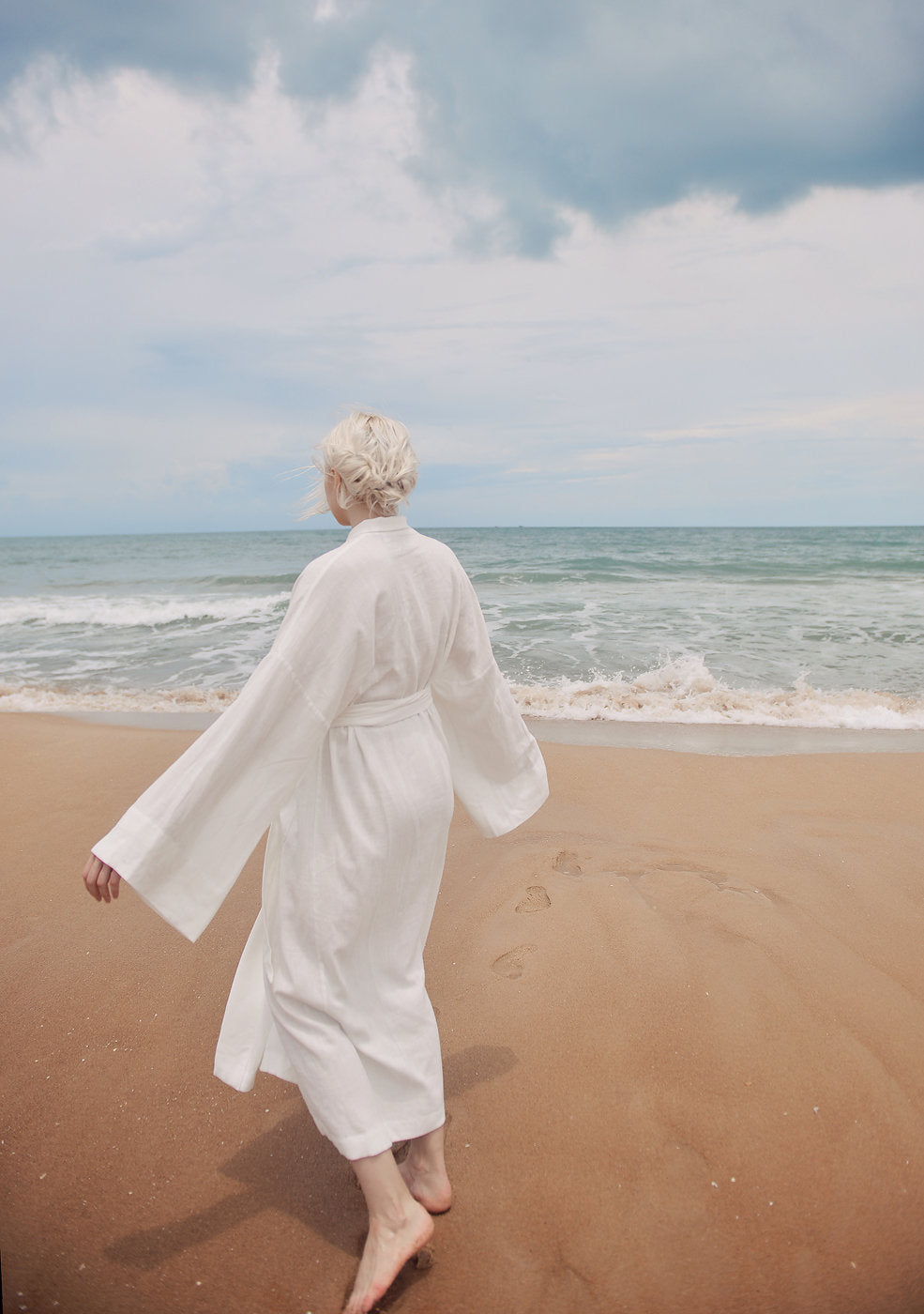 Women Linen Robe with Pockets - Linen Long Robe - Organic Cotton - Women Linen Robe