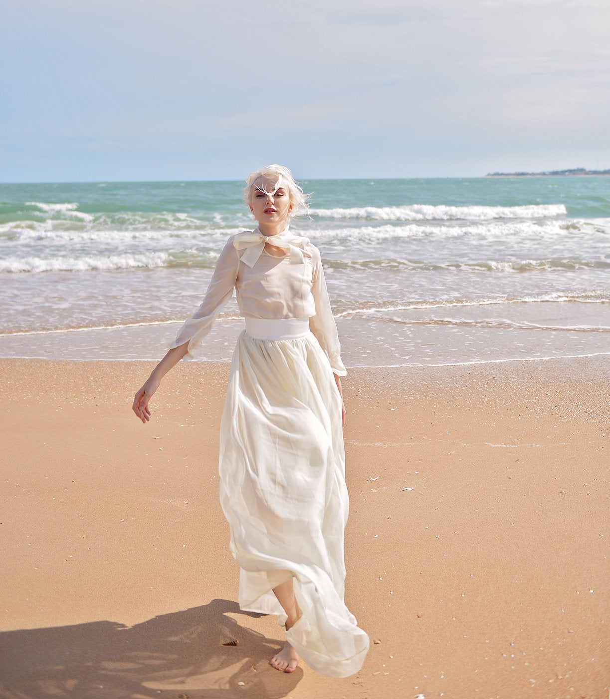 Long Silk Dress - Long Sheer Silk Dress - Women Dress with Train - Sheer Silk Dressing Gown
