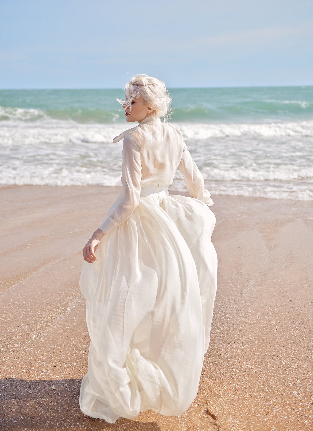Long Silk Dress - Long Sheer Silk Dress - Women Dress with Train - Sheer Silk Dressing Gown