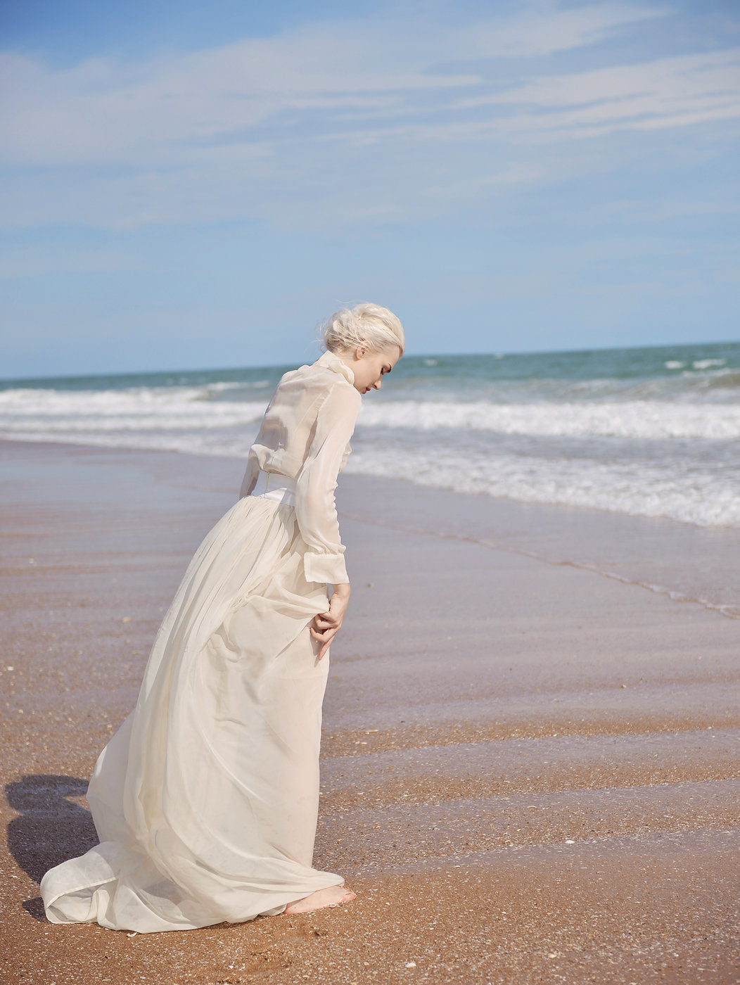 Long Silk Dress - Long Sheer Silk Dress - Women Dress with Train - Sheer Silk Dressing Gown