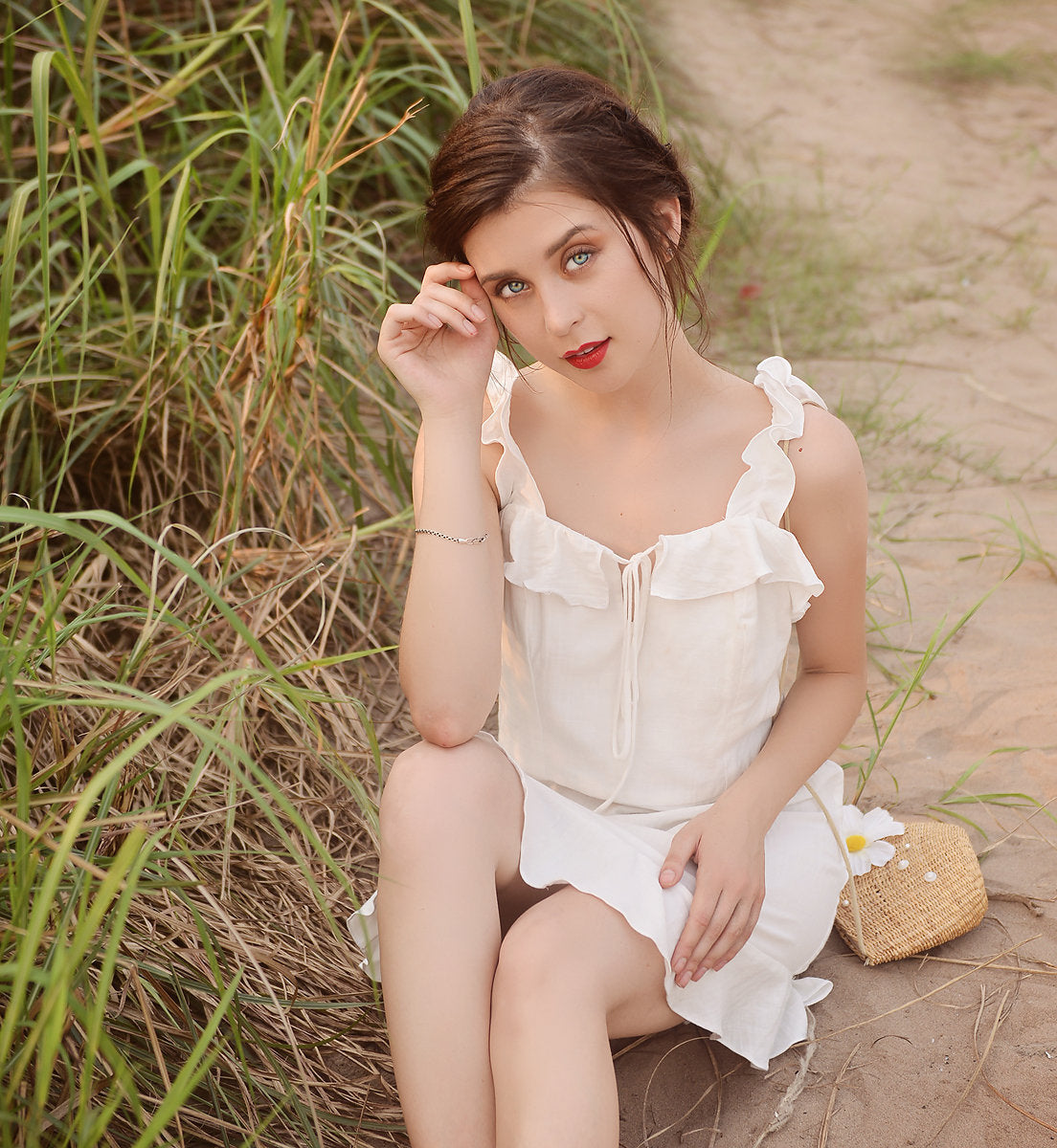 Linen White Summer Dress - Women Frills Dress - Ruffles Cotton Dress - Natural Fabric