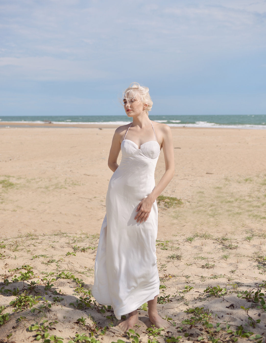 Seashell Silk Dress - Ivory Silk Dress - Long Silk Dress