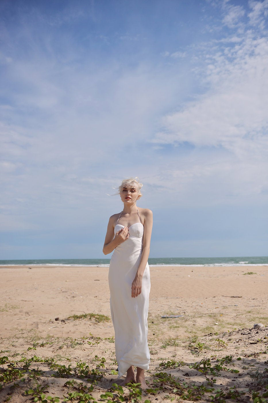 Seashell Silk Dress - Ivory Silk Dress - Long Silk Dress
