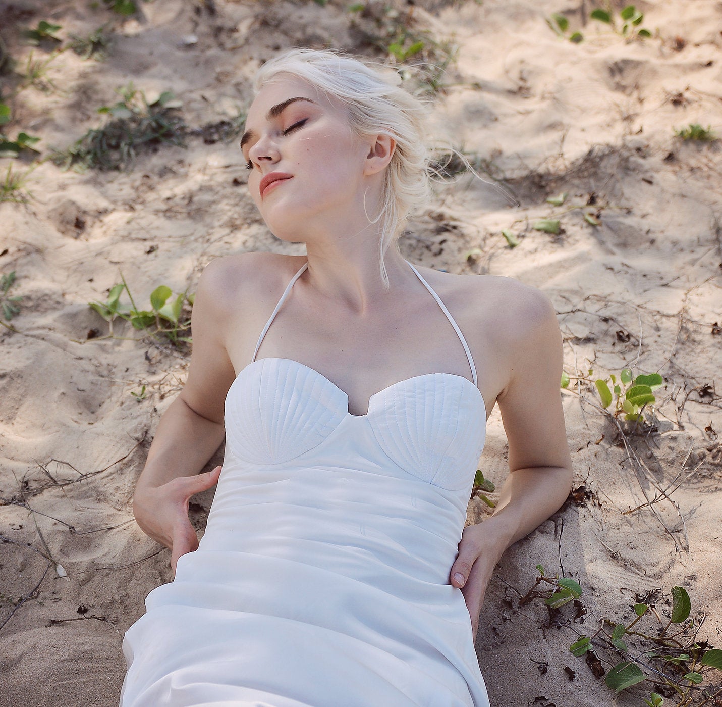 Seashell Silk Dress - Ivory Silk Dress - Long Silk Dress