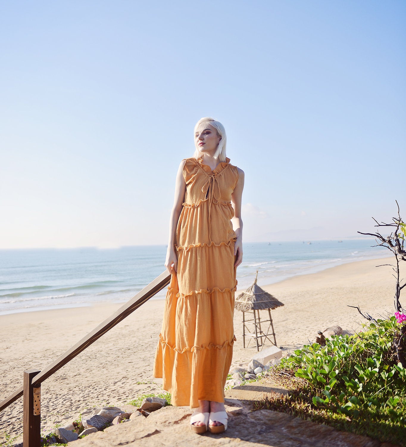 Sleeveless Cotton Dress - Cotton Roomy Kaftan - Cotton Maxi Dress