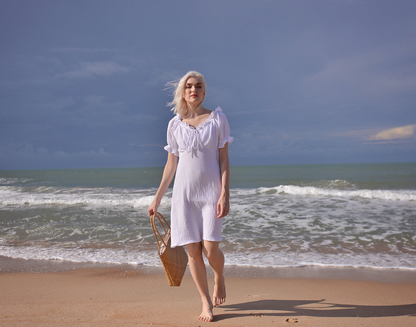 Cotton Dress White - Summer Cotton Dress - White Cotton Sundress