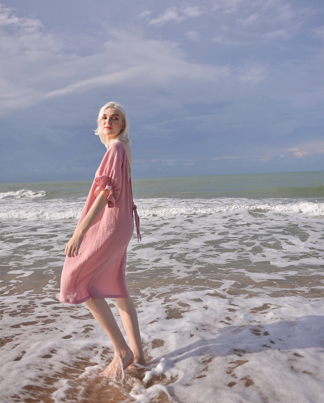 Cotton Dress Women - Cotton Tunic with Sleeves - Short Sleeves Dress - Cotton Tunic Dress