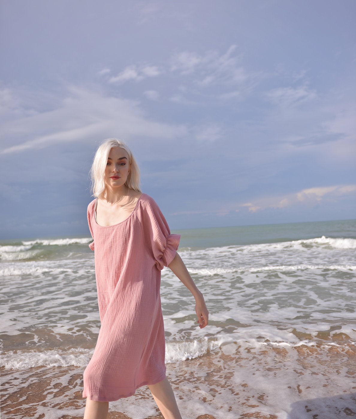 Cotton Dress Women - Cotton Tunic with Sleeves - Short Sleeves Dress - Cotton Tunic Dress