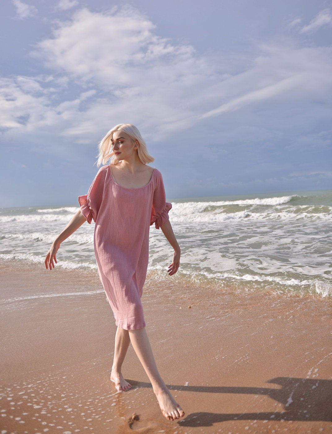 Cotton Dress Women - Cotton Tunic with Sleeves - Short Sleeves Dress - Cotton Tunic Dress
