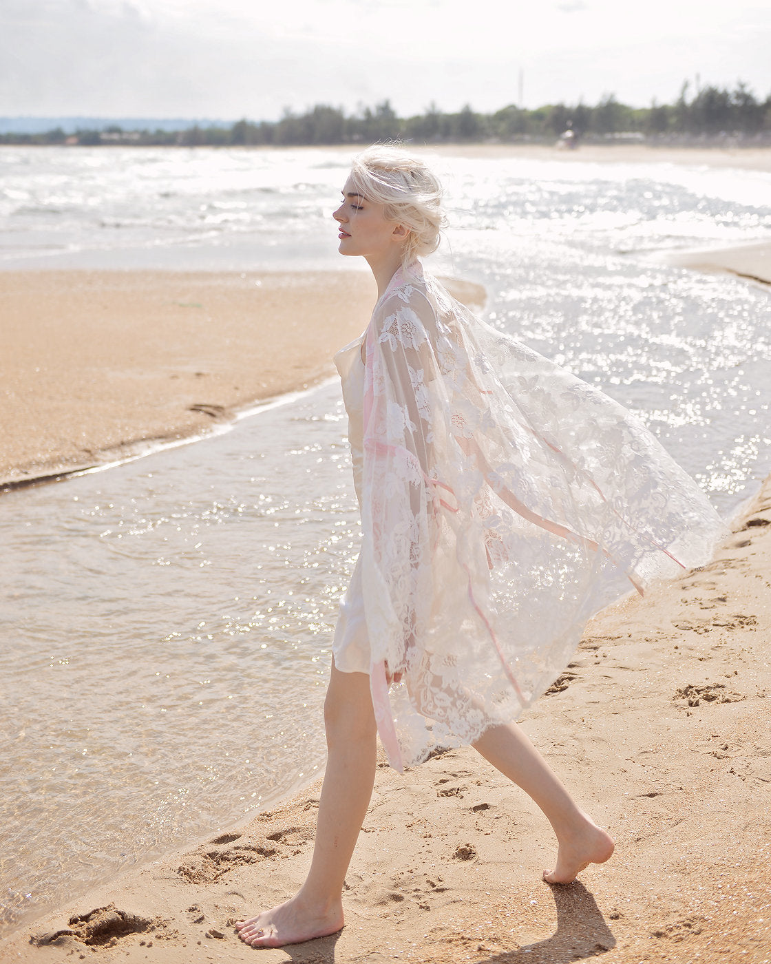 Lace Robe for Women - Women Lace Midi Robe - Bridal Short Lace Robe