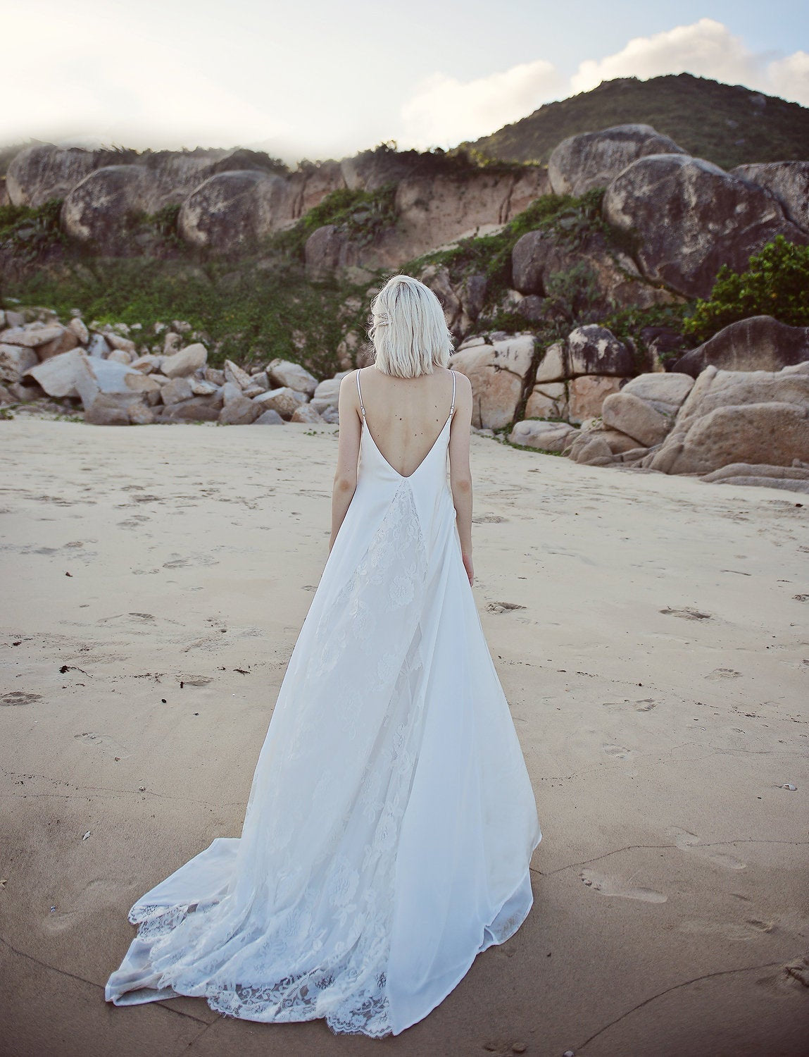 Lowback Wedding Dress - Openback Silk Gown - Silk Wedding Dress - Bridal Silk Gown