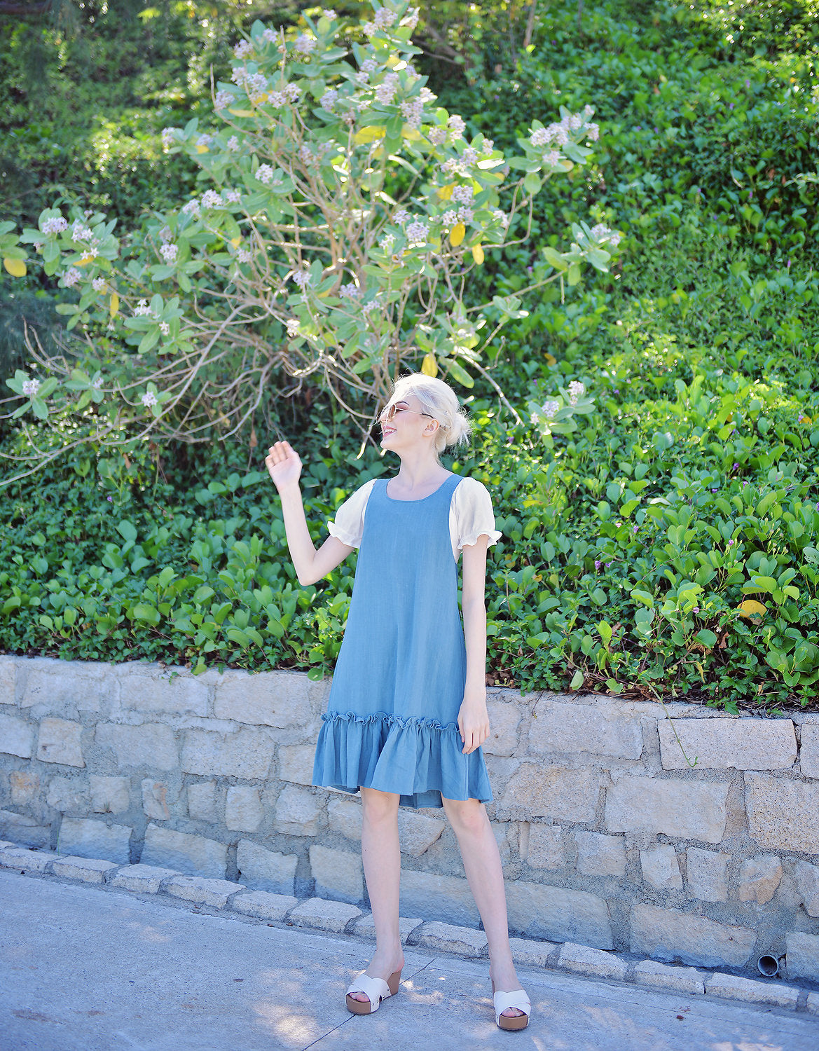 Linen Pinafore Dress - Women Apron Dress - Organic Cotton Dress - Adjust Freely - Natural Fabric