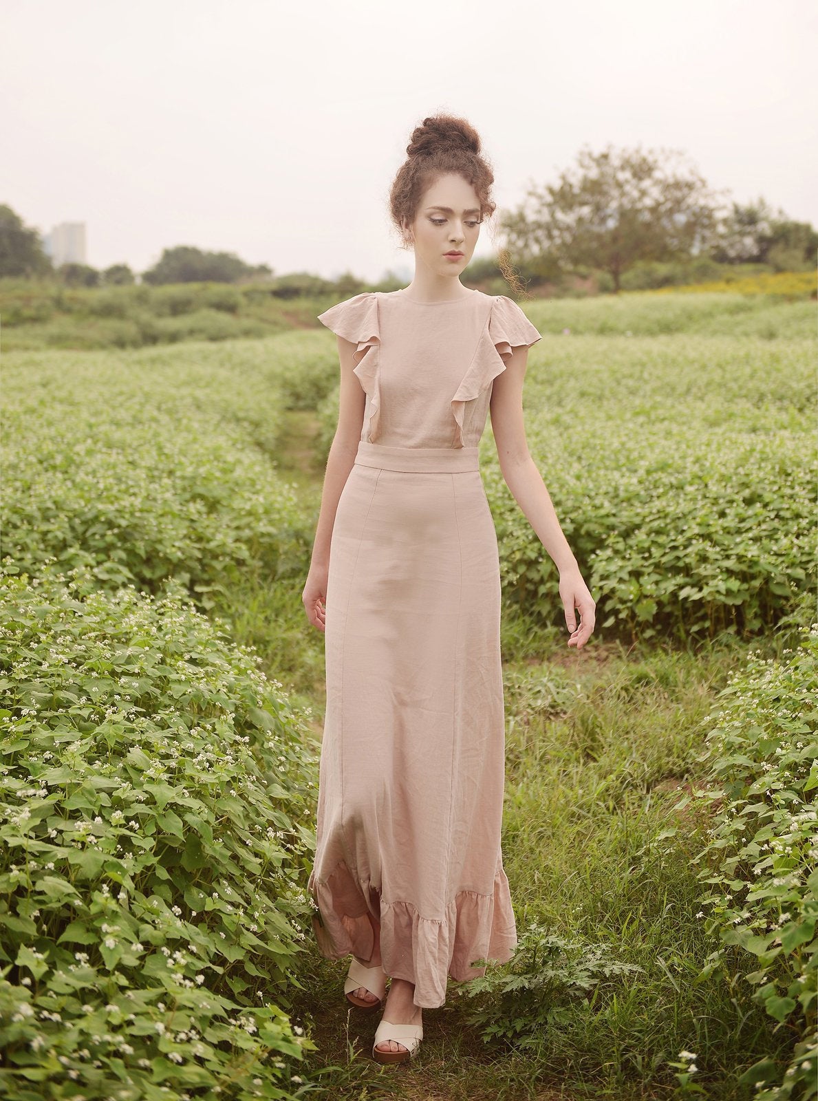 Maxi Linen Dress - Women Organic Cotton Dress - Beach Resort Dress