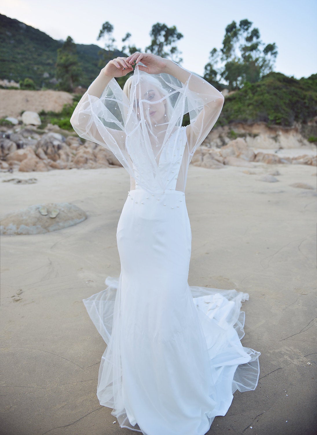 Mermaid Wedding Dress - Soft Tulle Pearl Wedding Dress - Bridal Gown