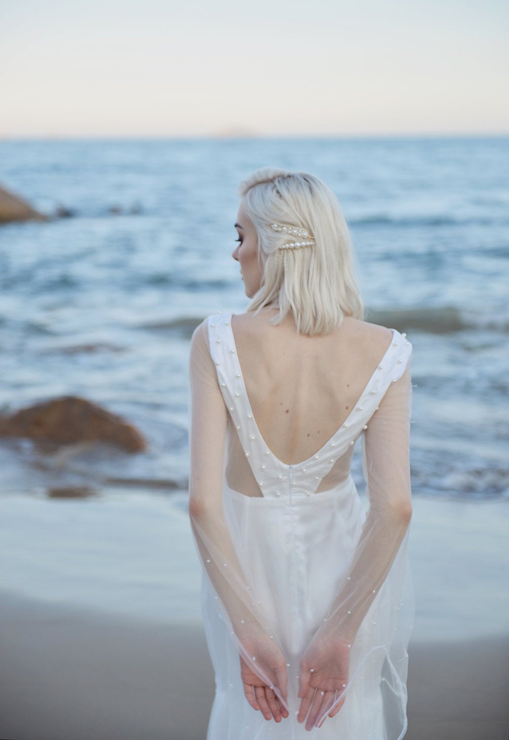 Mermaid Wedding Dress - Soft Tulle Pearl Wedding Dress - Bridal Gown