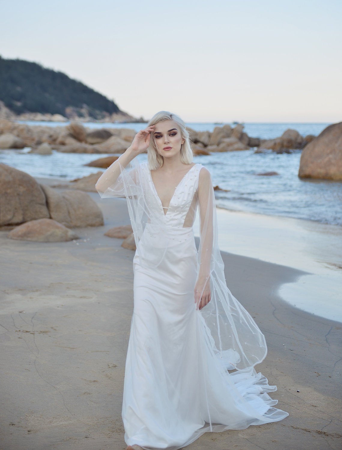 Mermaid Wedding Dress - Soft Tulle Pearl Wedding Dress - Bridal Gown