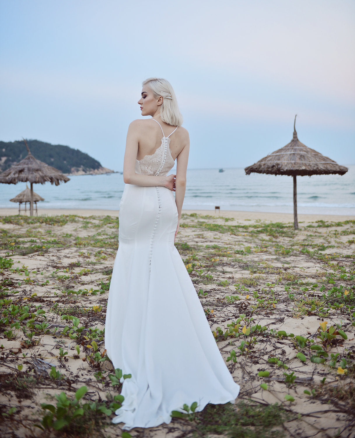 Wedding Dress Fit and Flare - Sleeveless Silk Wedding Dress - Long Train Wedding Dress - Tailored Fit