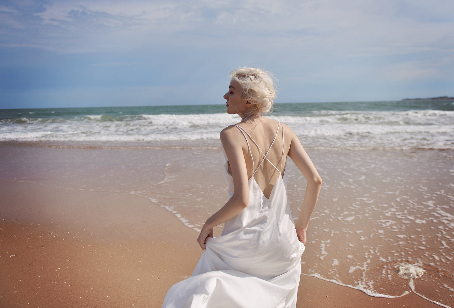 Low Cut Silk Dress - Deep Vneck Gown - Long Simple Silk Dress