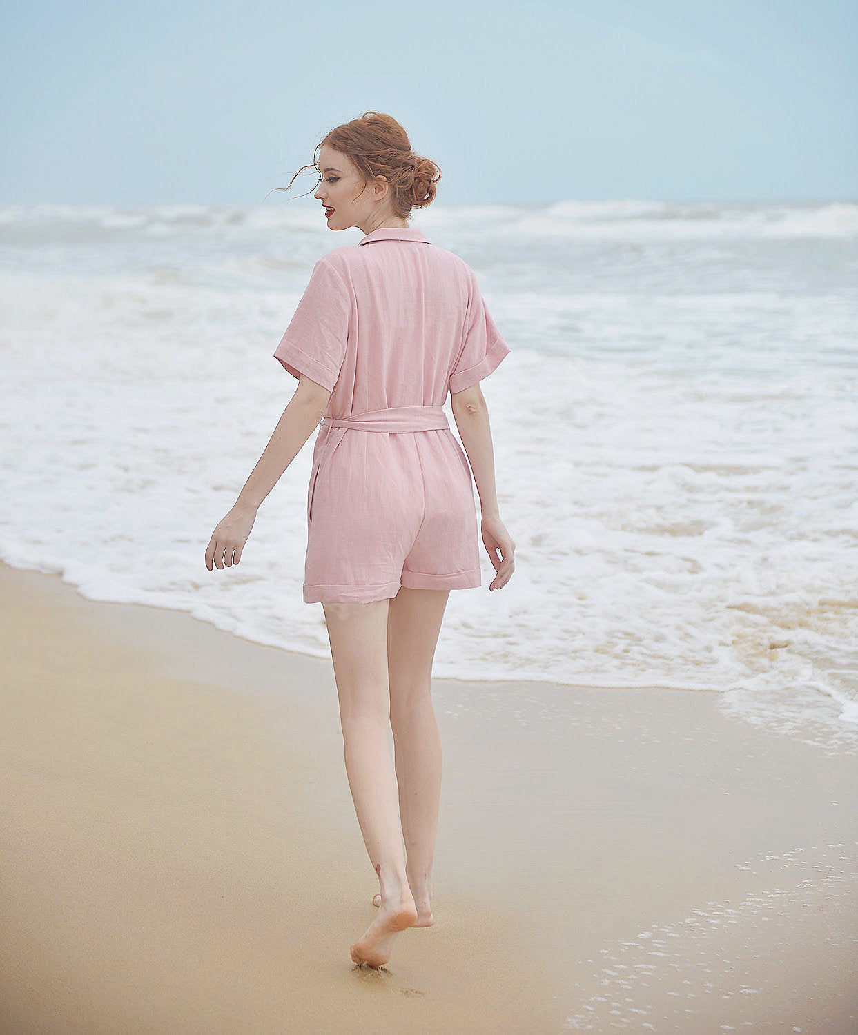 Linen Romper Women - Linen Jumpsuit for Women - Short Linen Jumper -  Organic Cotton Romper
