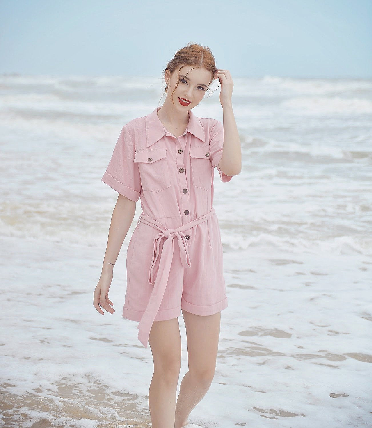 Linen Romper Women - Linen Jumpsuit for Women - Short Linen Jumper -  Organic Cotton Romper