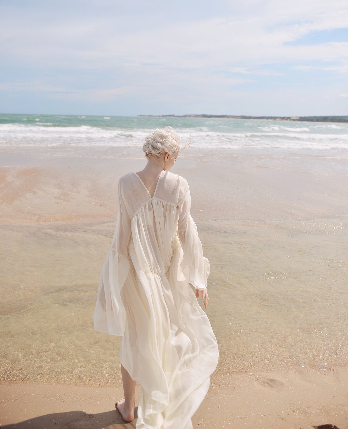 Maternity Sheer Gown - Silk Peignoir - Sheer Robe for Women - Sheer Silk Robe