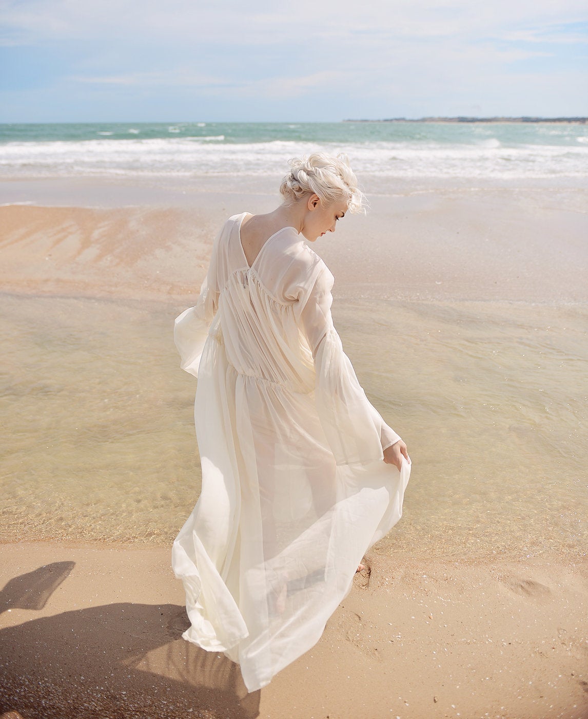 Maternity Sheer Gown - Silk Peignoir - Sheer Robe for Women - Sheer Silk Robe