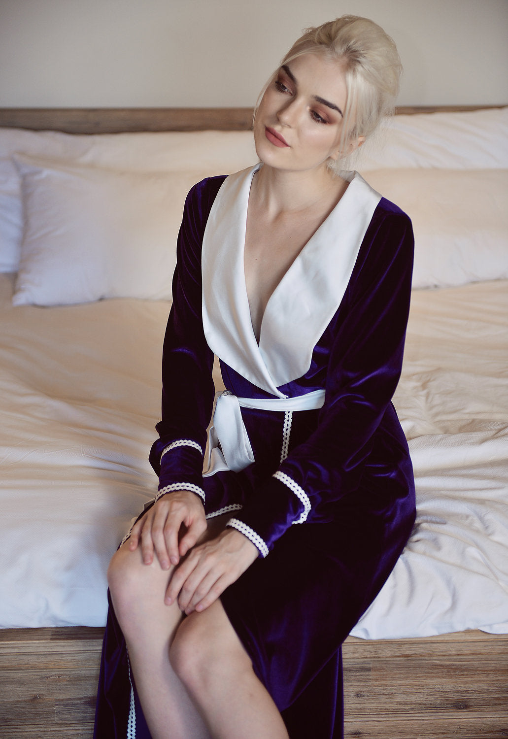 Velvet Robe for Women - Deep Vneckline Velvet Dress - Women Velvet Clothing