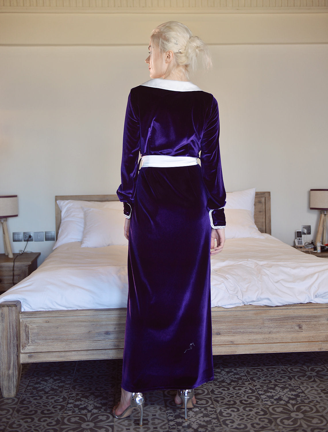 Velvet Robe for Women - Deep Vneckline Velvet Dress - Women Velvet Clothing