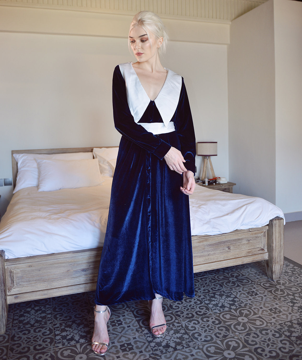 Velvet Dress Long Sleeves - Women Winter Dress - Long Velvet Gown