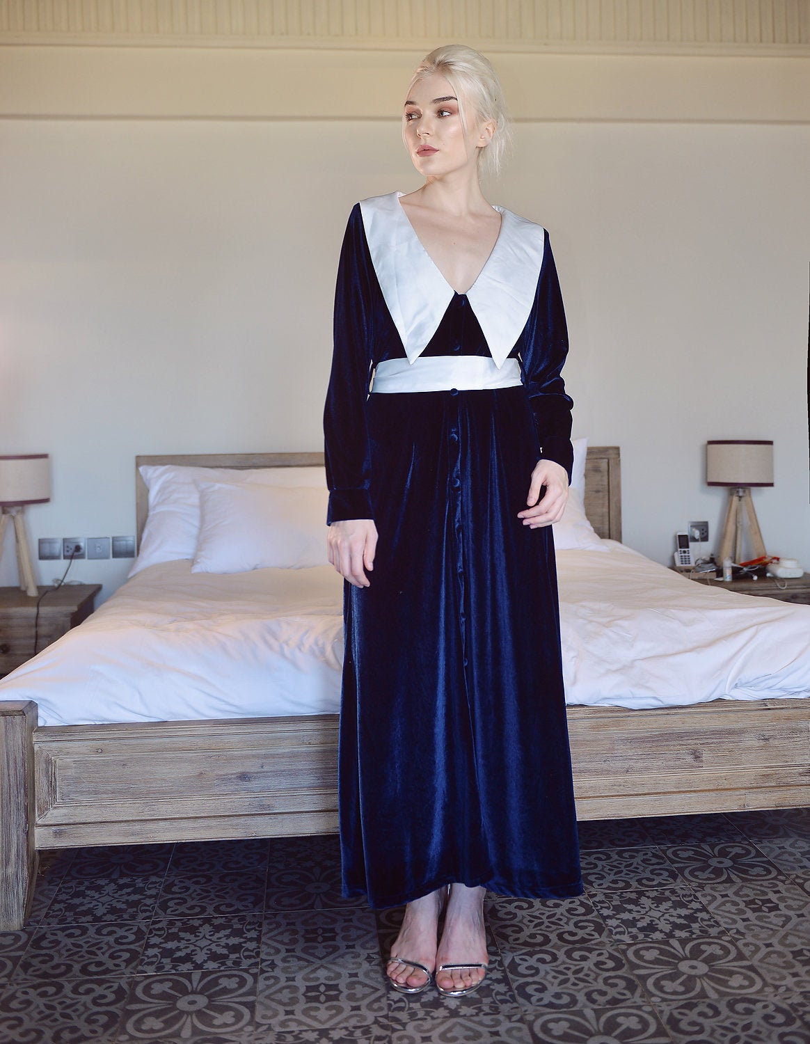 Velvet Dress Long Sleeves - Women Winter Dress - Long Velvet Gown