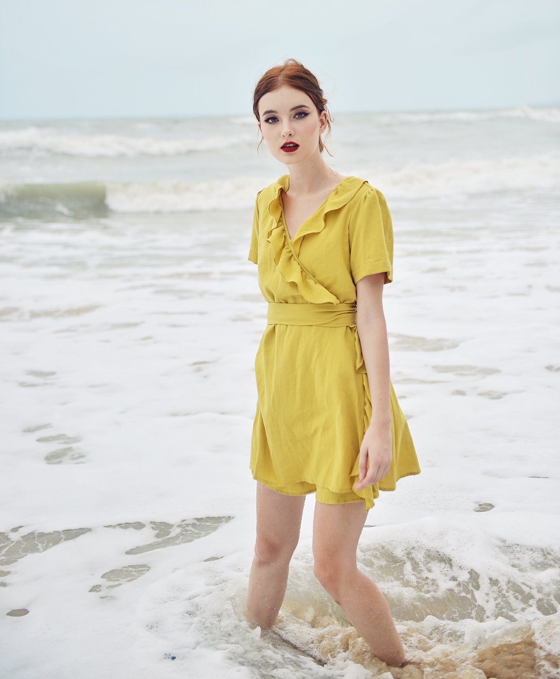 Wrap Dress Cotton - Wrap Dress Linen - Frills Wraparound Dress