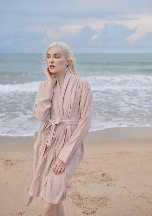 Cotton Robe Women - Women Linen Robe - Organic Cotton Robe