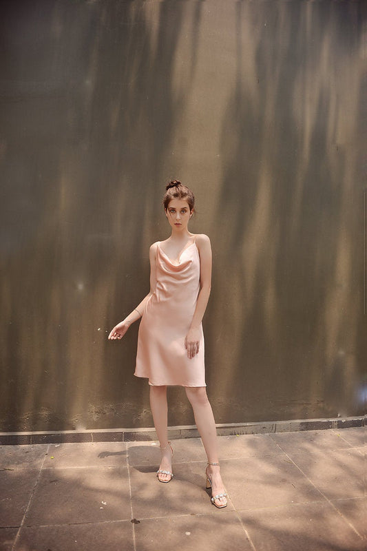 Cowl Neck Silk Slip Dress