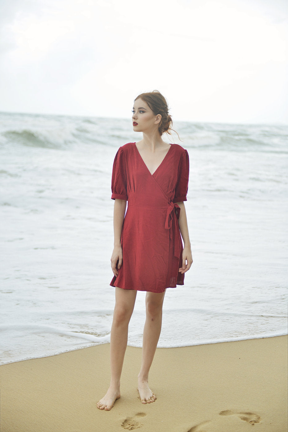 Linen Wrap Dress - Cotton Wraparound Dress - Casual Linen Dress - Cotton Summer Dress