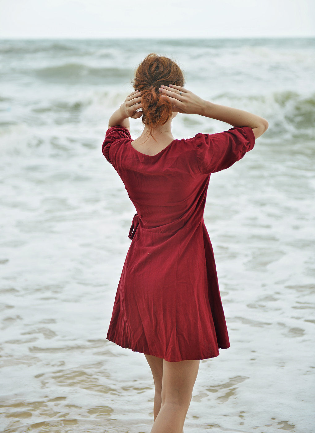Linen Wrap Dress - Cotton Wraparound Dress - Casual Linen Dress - Cotton Summer Dress