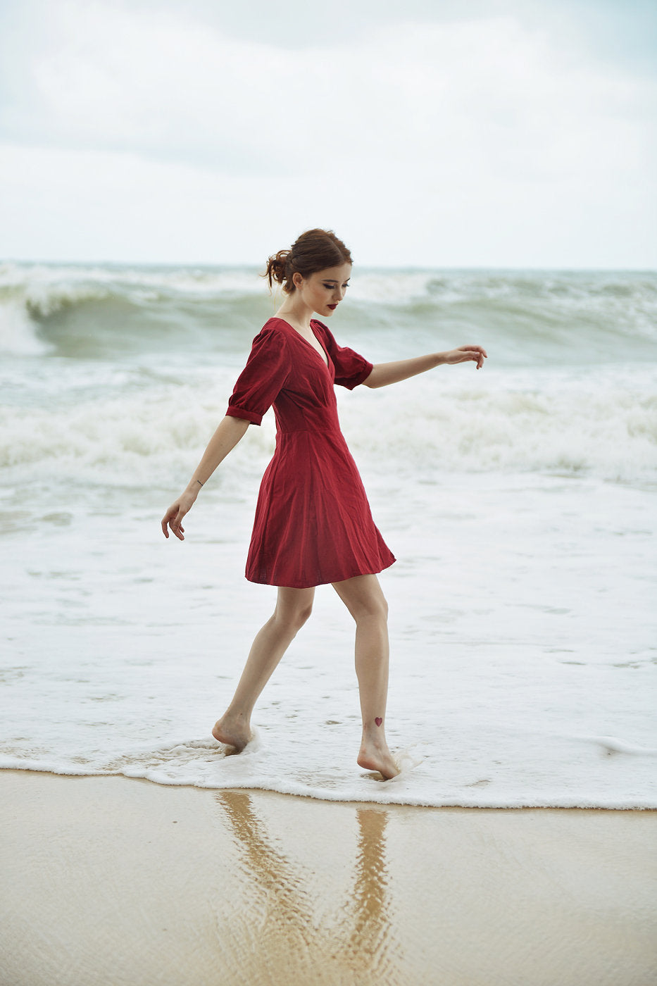 Linen Wrap Dress - Cotton Wraparound Dress - Casual Linen Dress - Cotton Summer Dress