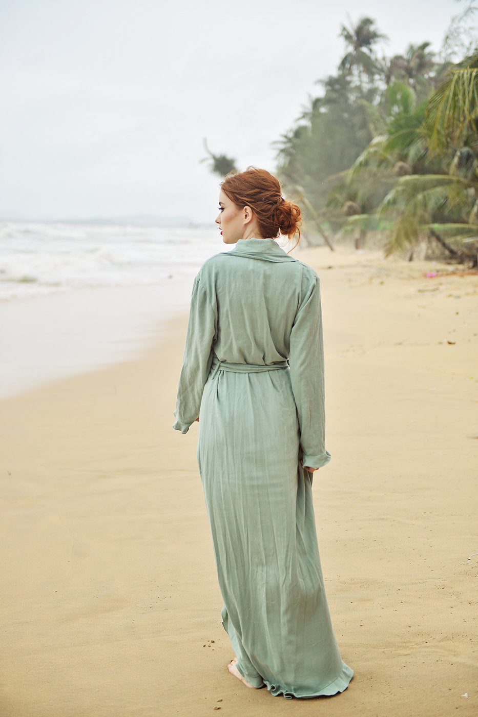 Linen Robe Long - Linen Robe for Women - Women Long Robe - Long Sleeve Robe