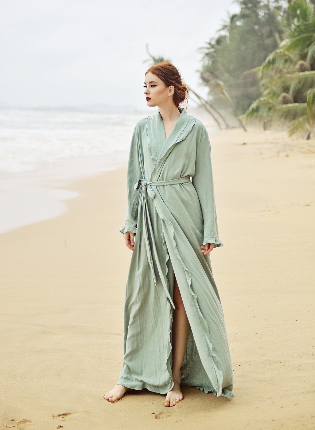 Linen Robe Long - Linen Robe for Women - Women Long Robe - Long Sleeve Robe