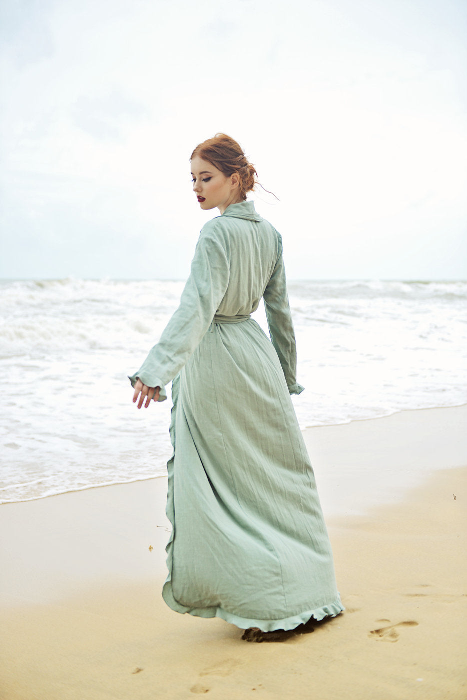 Linen Robe Long - Linen Robe for Women - Women Long Robe - Long Sleeve Robe