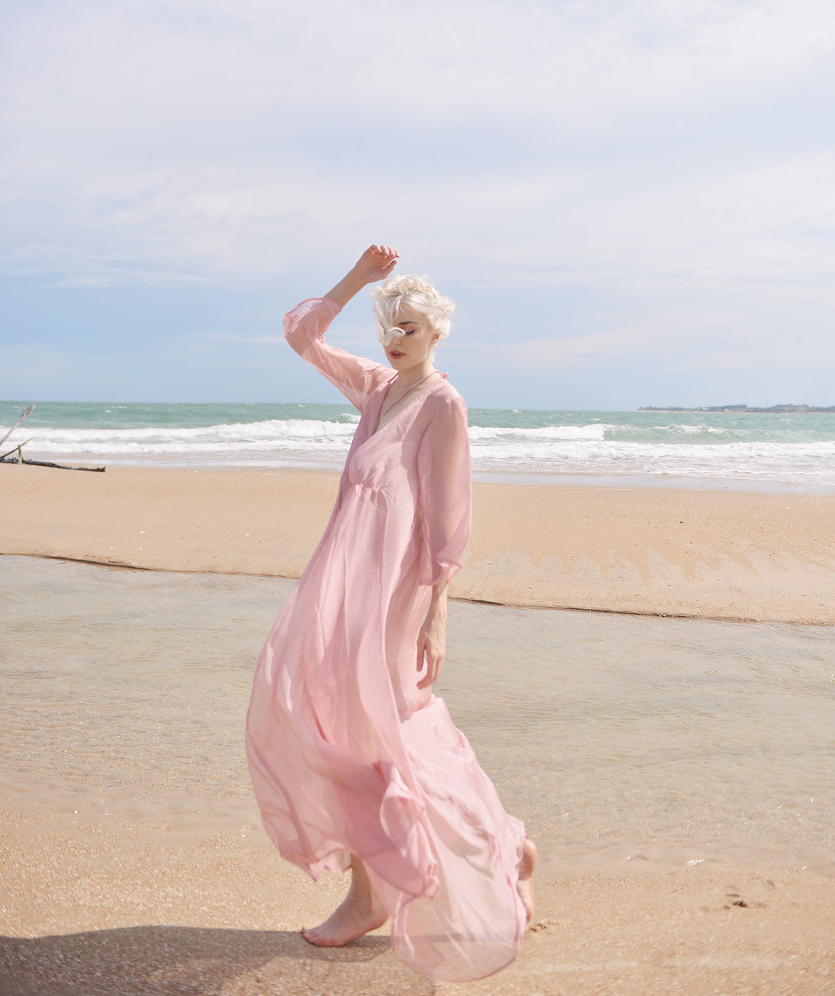 Sheer Silk Long Dress - Maternity Dress for Photoshoot - Sheer Silk Beach Cover up - Sheer Long Dress - Lelasilk