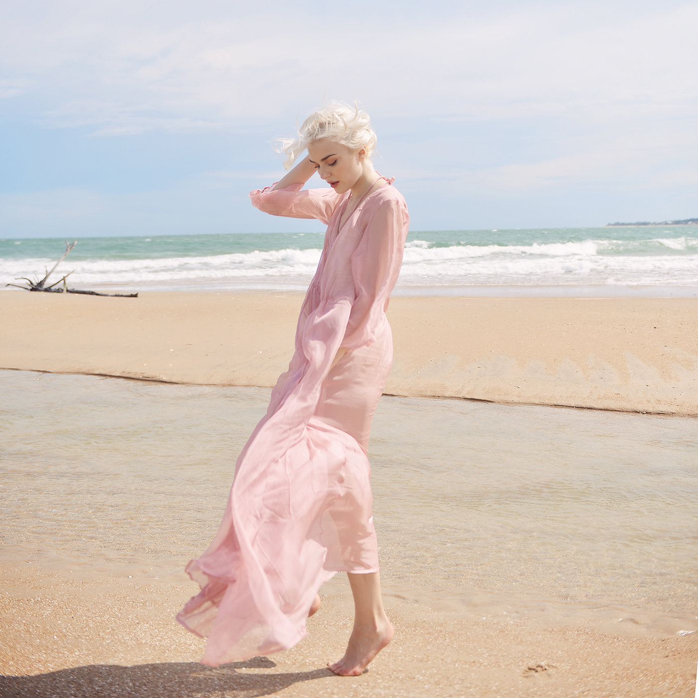 Sheer Silk Long Dress - Maternity Dress for Photoshoot - Sheer Silk Beach Cover up - Sheer Long Dress - Lelasilk