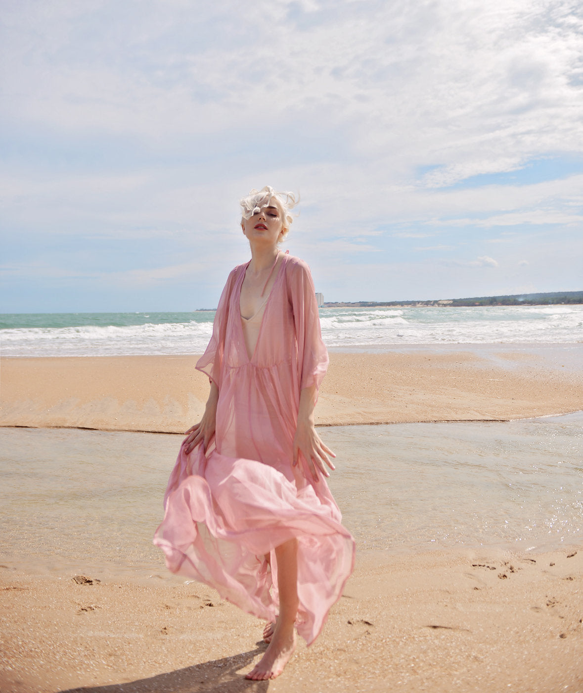 Sheer Silk Long Dress - Maternity Dress for Photoshoot - Sheer Silk Beach Cover up - Sheer Long Dress - Lelasilk